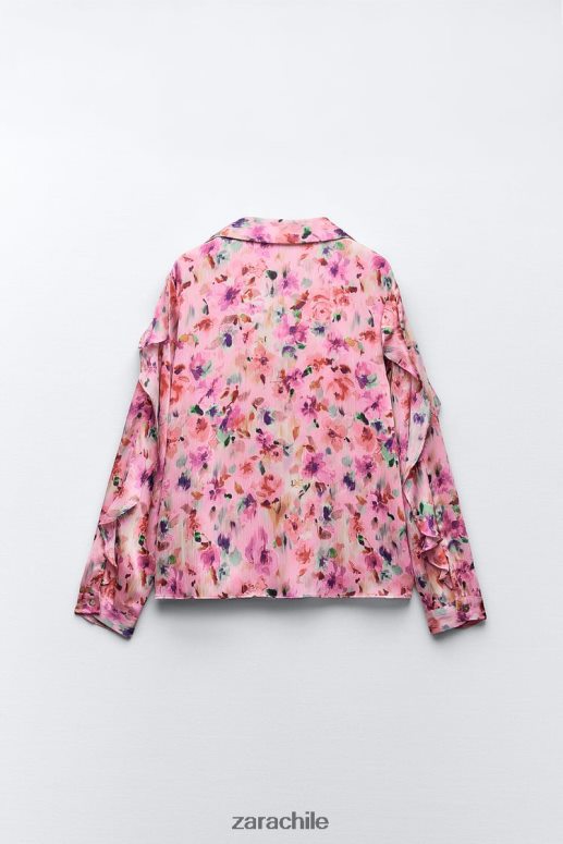 ropa cl Zara mujer camisa con estampado floral y volantes multicolor JJ06N4446