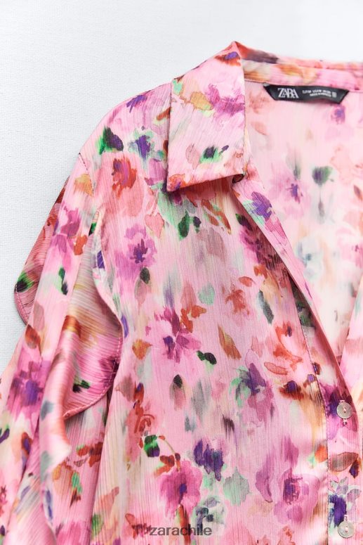 ropa cl Zara mujer camisa con estampado floral y volantes multicolor JJ06N4446