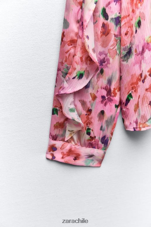 ropa cl Zara mujer camisa con estampado floral y volantes multicolor JJ06N4446