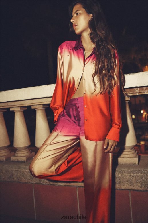 ropa cl Zara mujer camisa con estampado tie-dye multicolor JJ06N4436