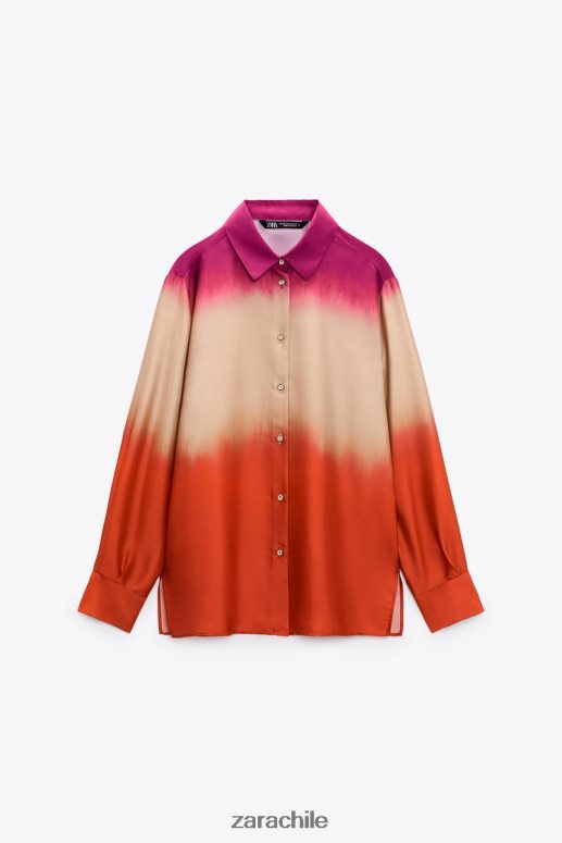 ropa cl Zara mujer camisa con estampado tie-dye multicolor JJ06N4436