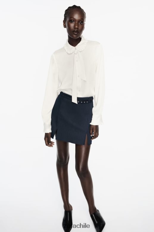 ropa cl Zara mujer camisa con volantes y aspecto arrugado crudo JJ06N4328