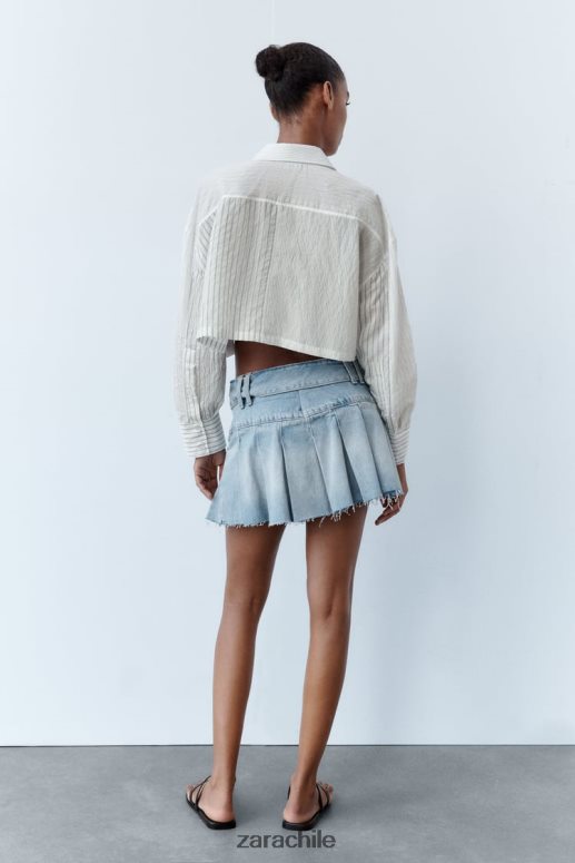 ropa cl Zara mujer camisa corta a rayas blanco negro JJ06N4440