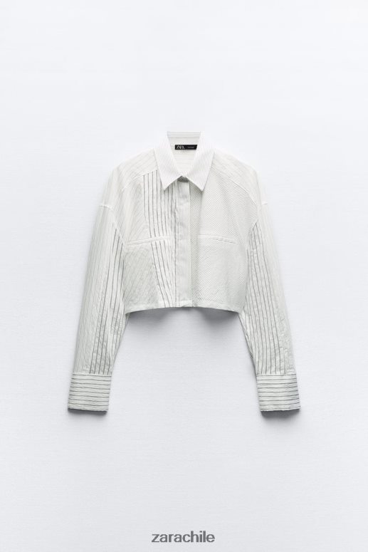 ropa cl Zara mujer camisa corta a rayas blanco negro JJ06N4440
