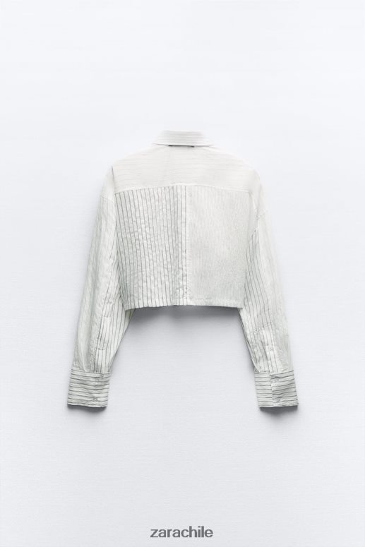 ropa cl Zara mujer camisa corta a rayas blanco negro JJ06N4440