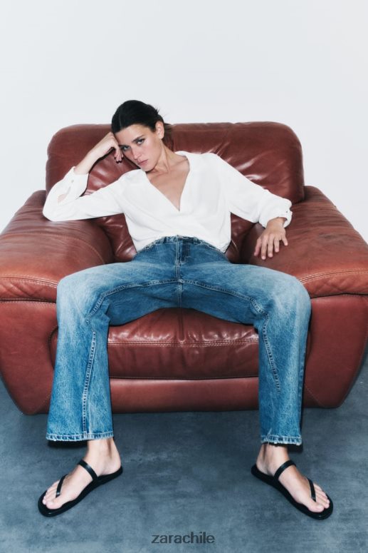 ropa cl Zara mujer camisa corta con efecto satinado blanco JJ06N4388