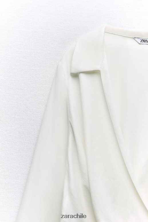 ropa cl Zara mujer camisa corta con efecto satinado blanco JJ06N4388