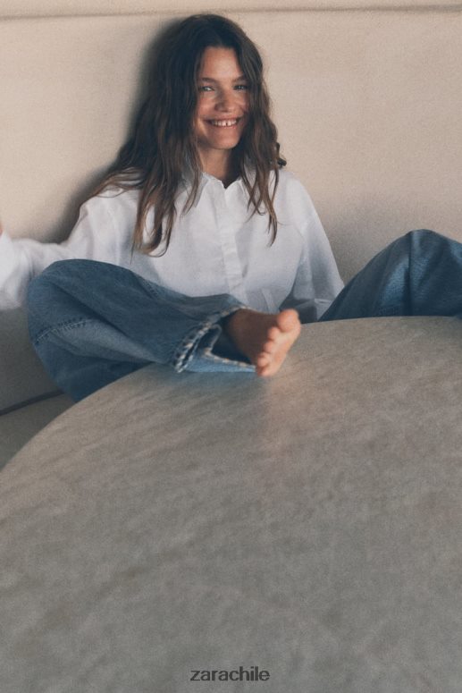 ropa cl Zara mujer camisa corta de gabardina blanco JJ06N4315