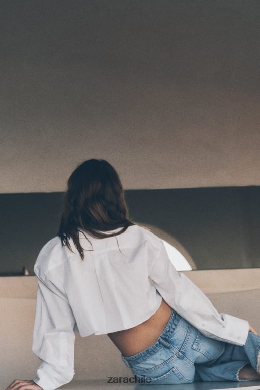 ropa cl Zara mujer camisa corta de gabardina blanco JJ06N4315