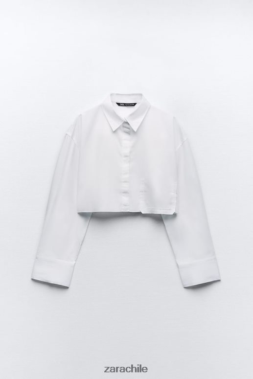 ropa cl Zara mujer camisa corta de gabardina blanco JJ06N4315