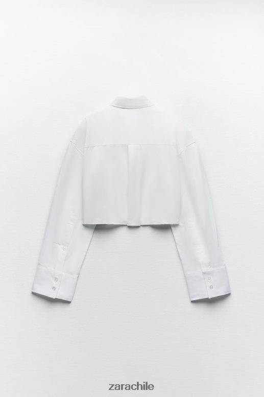 ropa cl Zara mujer camisa corta de gabardina blanco JJ06N4315