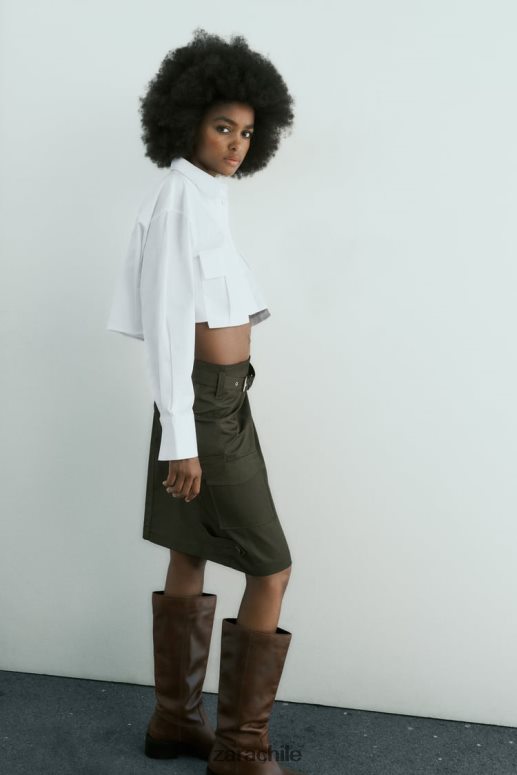 ropa cl Zara mujer camisa corta de gabardina blanco JJ06N4432