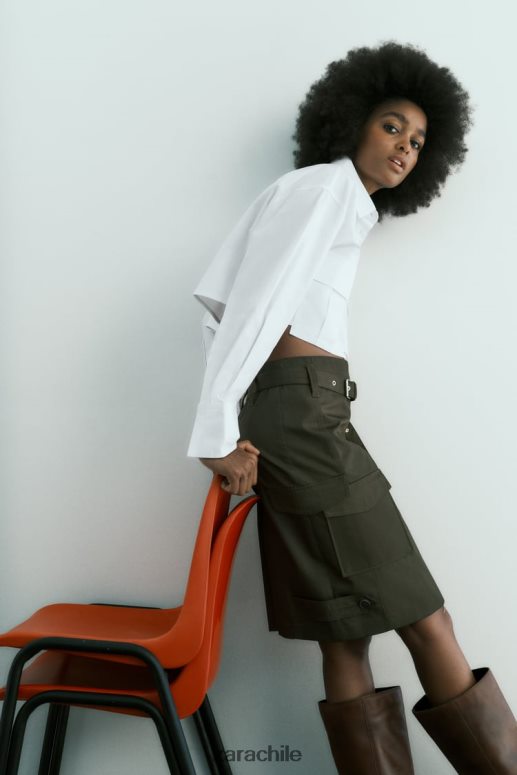 ropa cl Zara mujer camisa corta de gabardina blanco JJ06N4432