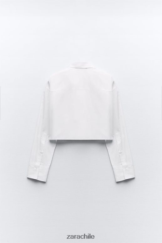 ropa cl Zara mujer camisa corta de gabardina blanco JJ06N4432