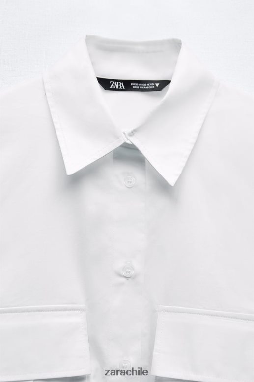 ropa cl Zara mujer camisa corta de gabardina blanco JJ06N4432
