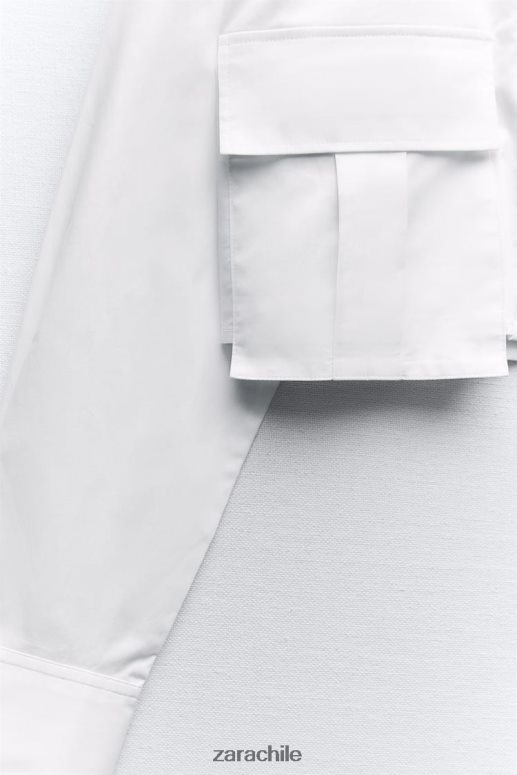 ropa cl Zara mujer camisa corta de gabardina blanco JJ06N4432