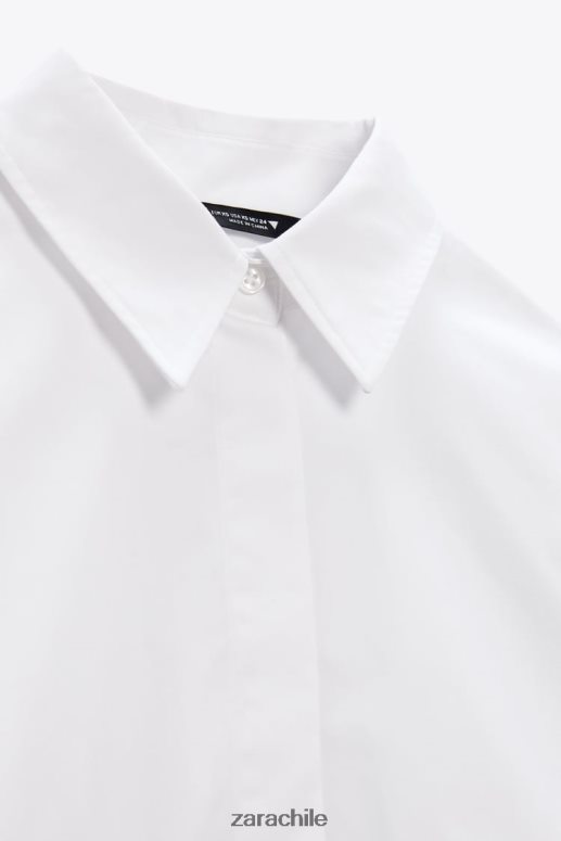ropa cl Zara mujer camisa corta de popelina blanco JJ06N4414