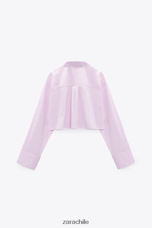 ropa cl Zara mujer camisa corta de popelina malva claro JJ06N4442
