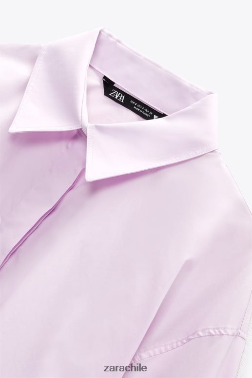 ropa cl Zara mujer camisa corta de popelina malva claro JJ06N4442