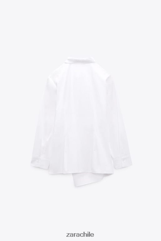 ropa cl Zara mujer camisa cruzada de popelina blanco JJ06N4332