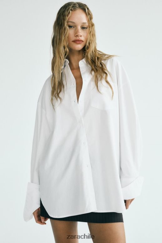 ropa cl Zara mujer camisa de gran tamaño blanco JJ06N4443