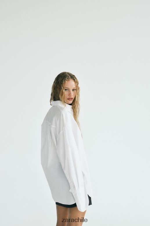 ropa cl Zara mujer camisa de gran tamaño blanco JJ06N4443