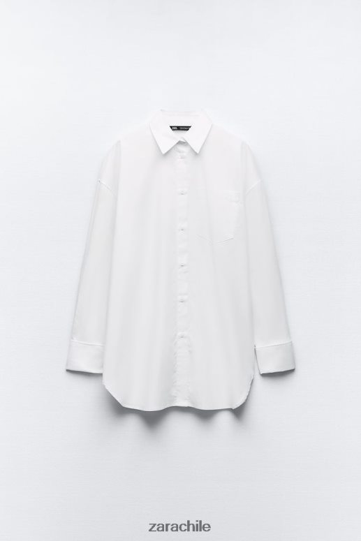 ropa cl Zara mujer camisa de gran tamaño blanco JJ06N4443