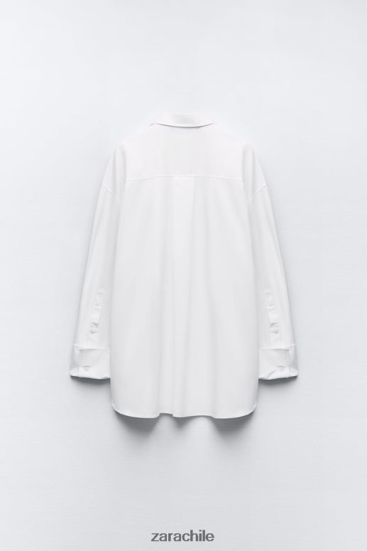 ropa cl Zara mujer camisa de gran tamaño blanco JJ06N4443