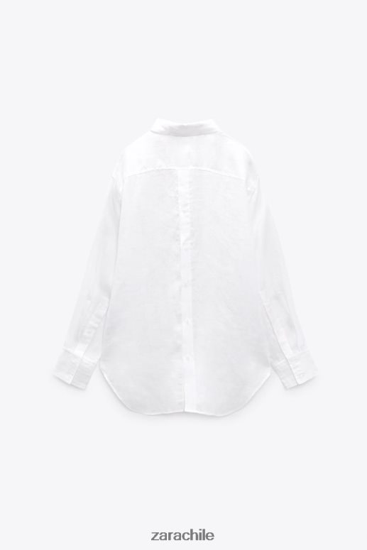 ropa cl Zara mujer camisa de lino con botones blanco JJ06N4324