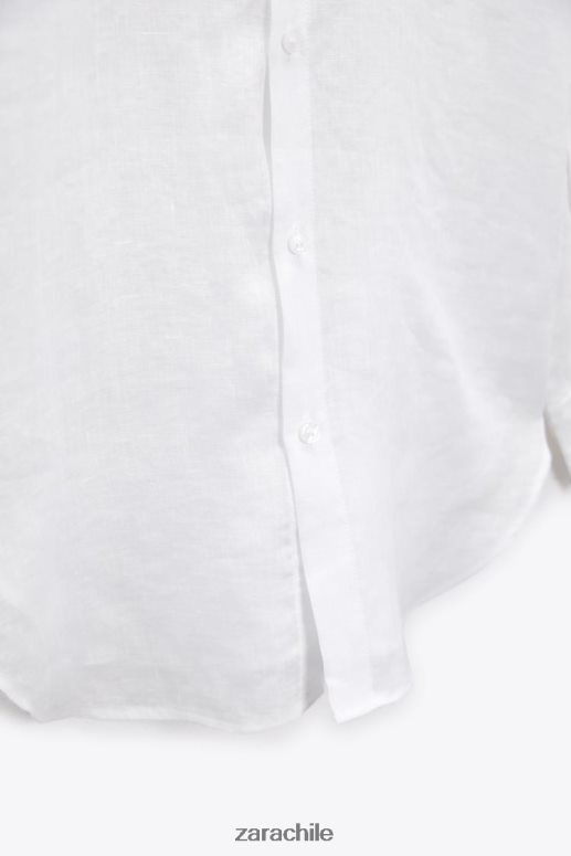 ropa cl Zara mujer camisa de lino con botones blanco JJ06N4324