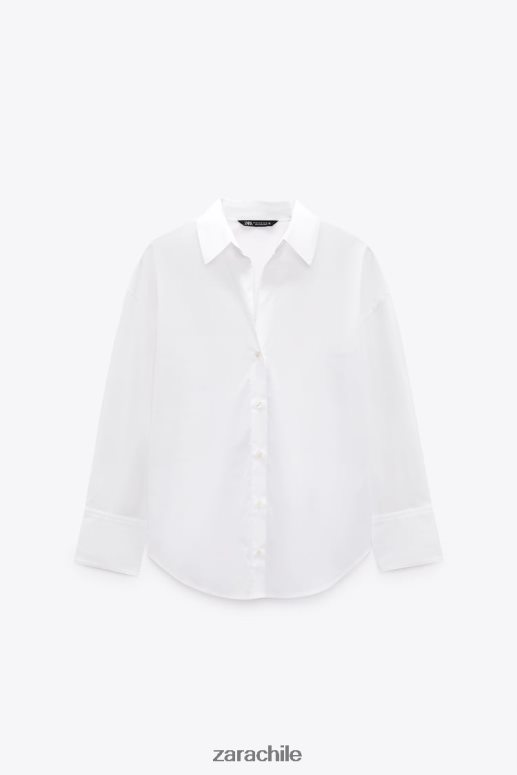 ropa cl Zara mujer camisa de popelina blanco JJ06N4338