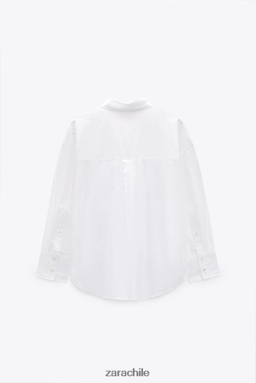 ropa cl Zara mujer camisa de popelina blanco JJ06N4338
