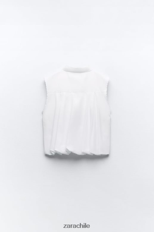 ropa cl Zara mujer camisa de popelina hinchada blanco JJ06N4367