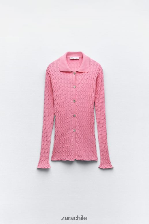 ropa cl Zara mujer camisa de punto de ochos Rosa claro JJ06N4421