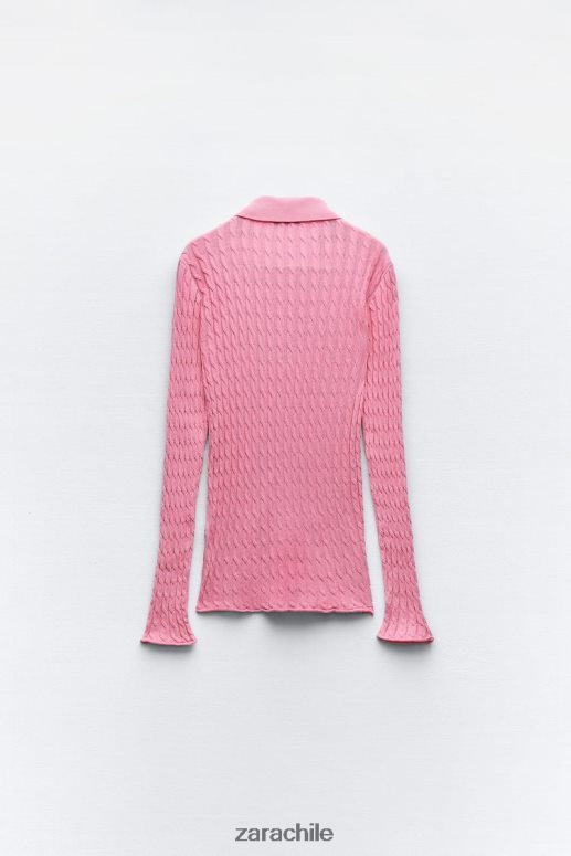 ropa cl Zara mujer camisa de punto de ochos Rosa claro JJ06N4421