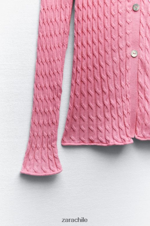 ropa cl Zara mujer camisa de punto de ochos Rosa claro JJ06N4421
