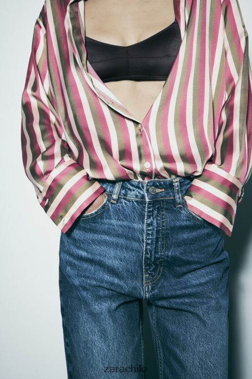 ropa cl Zara mujer camisa de raso a rayas multicolor JJ06N4296
