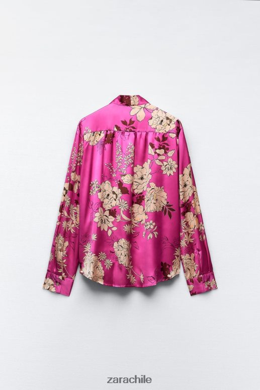 ropa cl Zara mujer camisa de satén estampada multicolor JJ06N4319