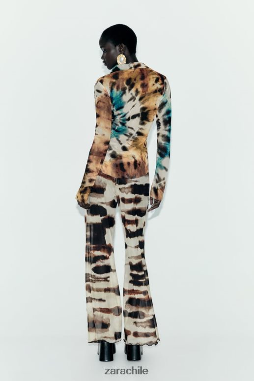 ropa cl Zara mujer camisa de tul con estampado tie-dye naranjas JJ06N4458