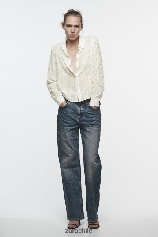 ropa cl Zara mujer camisa deshilachada blanco JJ06N4437