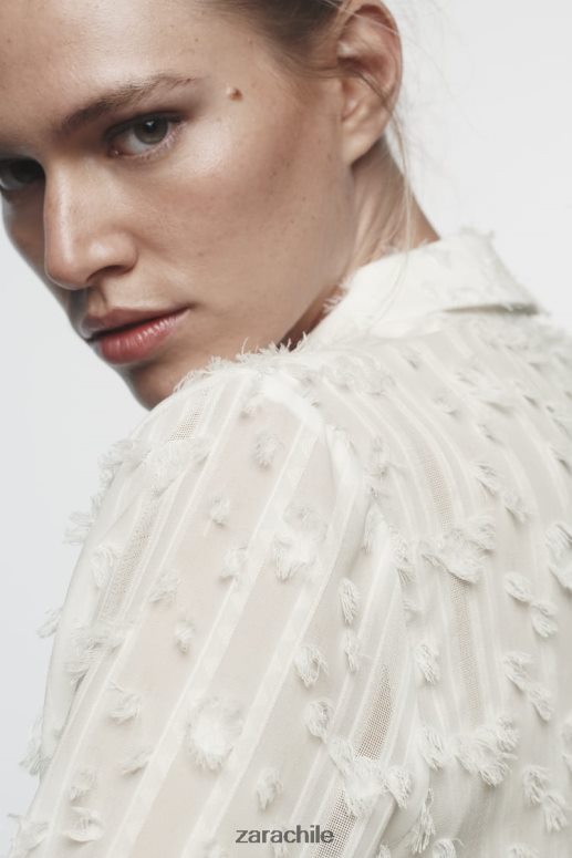 ropa cl Zara mujer camisa deshilachada blanco JJ06N4437