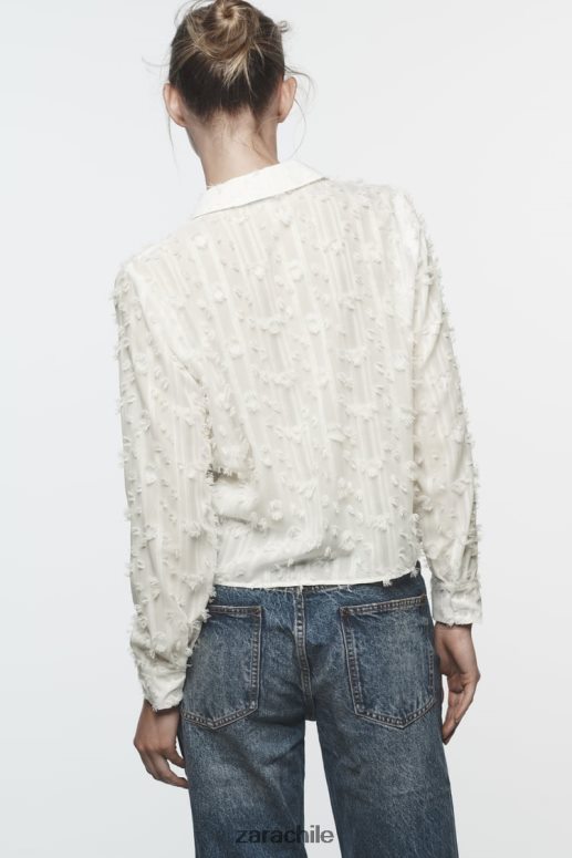 ropa cl Zara mujer camisa deshilachada blanco JJ06N4437