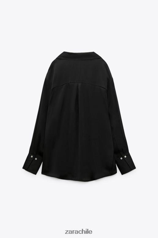 ropa cl Zara mujer camisa efecto satinado negro JJ06N4314