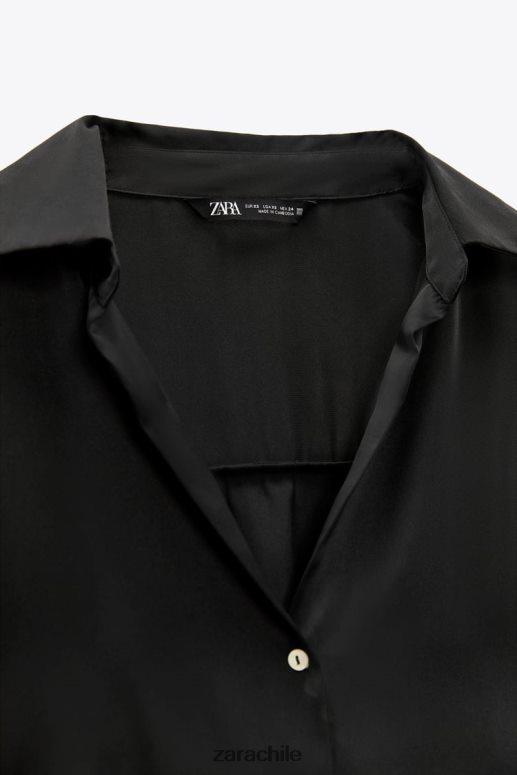ropa cl Zara mujer camisa efecto satinado negro JJ06N4314