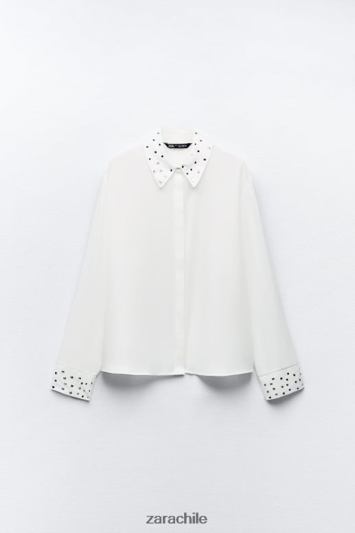 ropa cl Zara mujer camisa fluida espejada ostra blanca JJ06N4425