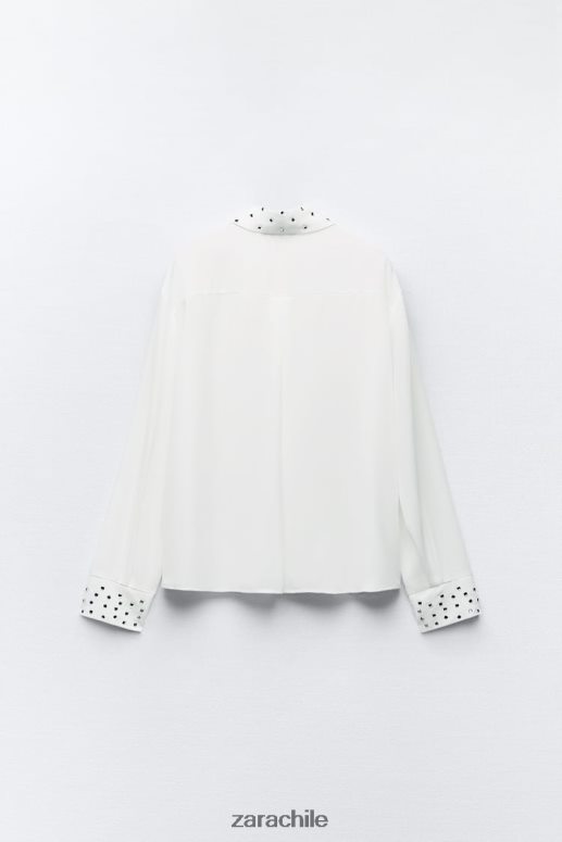 ropa cl Zara mujer camisa fluida espejada ostra blanca JJ06N4425