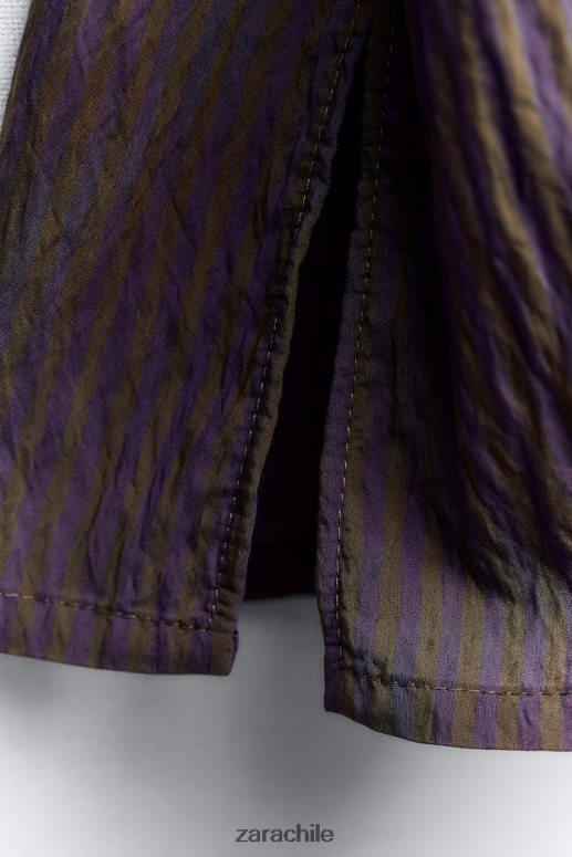 ropa cl Zara mujer camisa minimalista de rayas multi/posicional de zw collection marrón/azul JJ06N4299