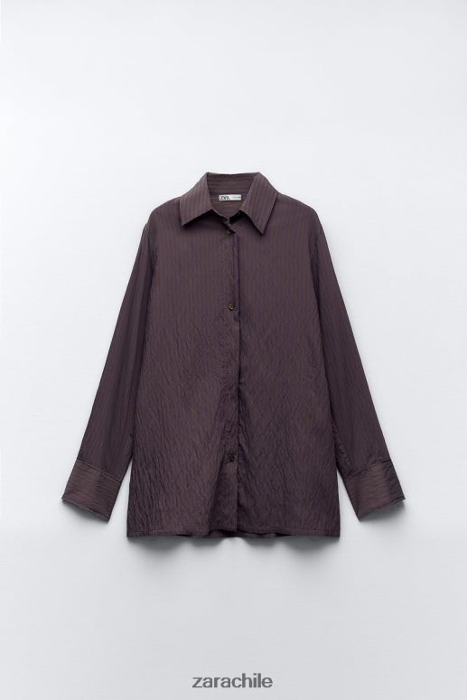 ropa cl Zara mujer camisa minimalista de rayas multi/posicional de zw collection marrón/azul JJ06N4299