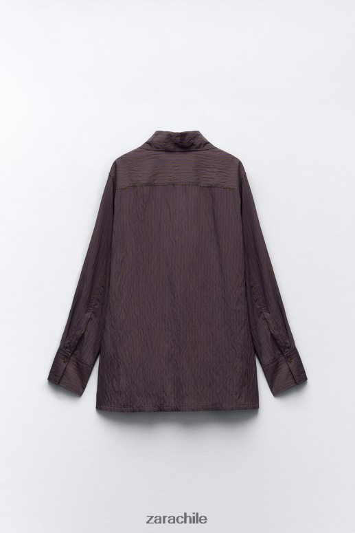 ropa cl Zara mujer camisa minimalista de rayas multi/posicional de zw collection marrón/azul JJ06N4299