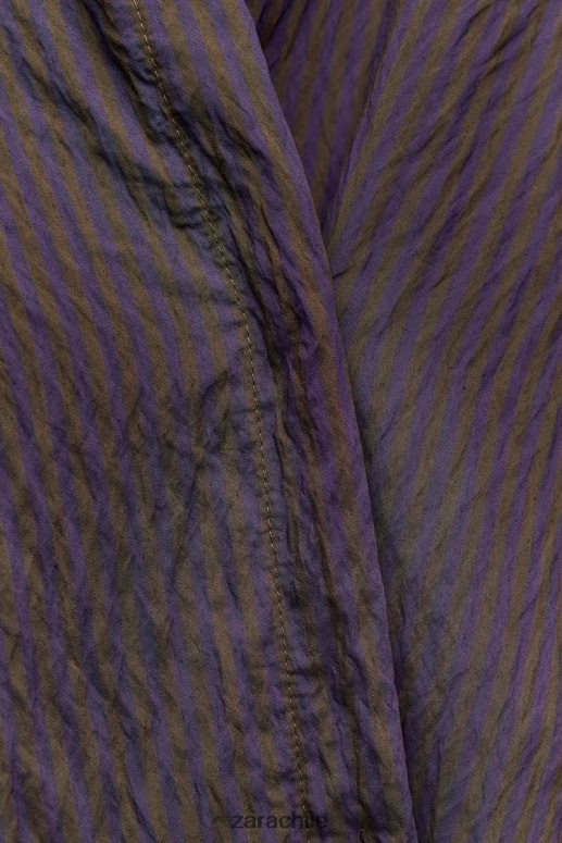 ropa cl Zara mujer camisa minimalista de rayas multi/posicional de zw collection marrón/azul JJ06N4299